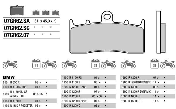 07GR62SA — НАКЛАДКИ НА БАРАБАННЫЕ ТОРМОЗ КОЛОДКИ BREMBO