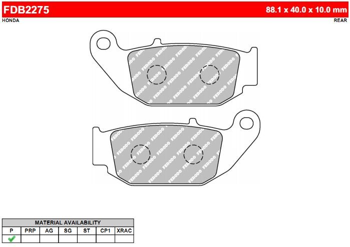 FDB2275EF — FDB2275EFтормозныеколодкидисковыеMOTO,блистер2шт FERODO