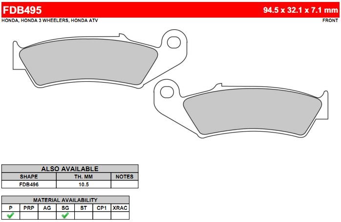 FDB495P — _FDB495P Тормозные колодки дисковые MOTO, блистер 2 шт FERODO