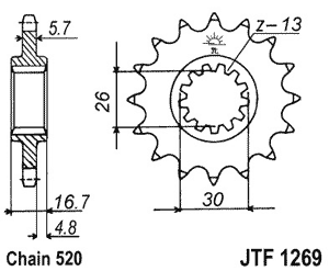 JTF126916 — Звезда мотоциклетная JT