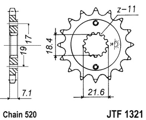 JTF132114 — ЗВЕЗДОЧКА ЦЕПИ JT