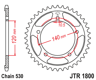 JTR180045ZBK — Звезда цепного привода JT