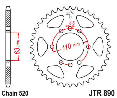 JTR89042ZBK — Звезда задняя JT
