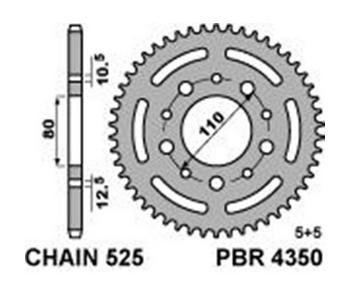 435048C45 — Звезда задняя   зуб. сталь C.525 PBR PBR