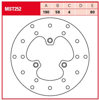 MST252 — Диск тормозной передн ATALA: 50 HACKER 97-, BENELLI: 50 NAKED 01-03, 49150 RR, GP 00-04, 49150 SPORT TRW