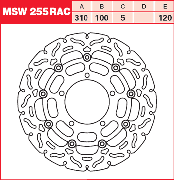MSW255RAC — Дисктормознойпередн6000607750060710000506100007081800 TRW