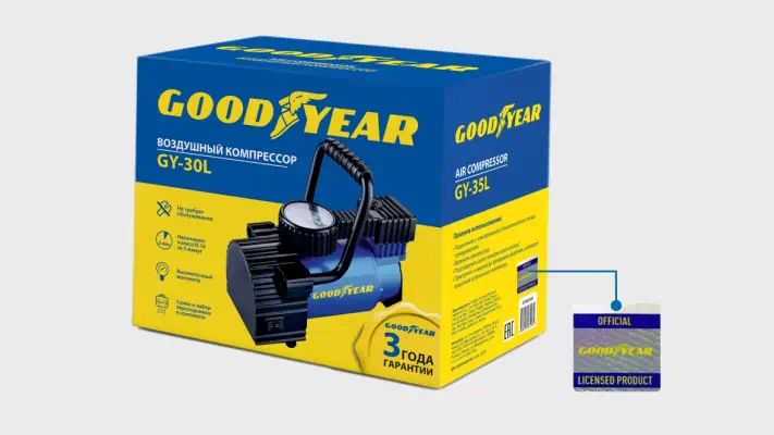 GY000101 — Компрессор odyear GY-30L 30 л/мин со съемной ручкой, сумка для хранения () GOODYEAR