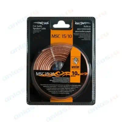 MSC1510 — Провод акустический MSC-15/10 (10м, 15Ga, 2х1,5мм, с клеммами, блистер) () MYSTERY