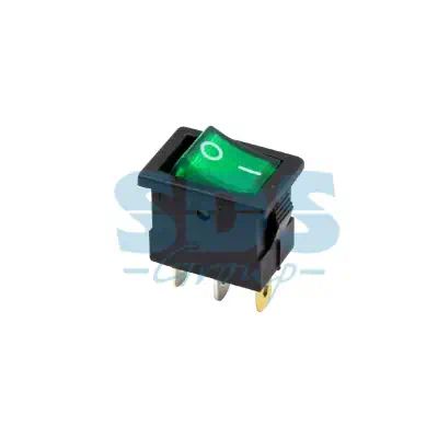 362173 — Выключатель клавишный Mini с подсветкой зеленый 12V 15А (3с) ON-OFF REXANT REXANT