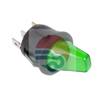 362593 — Выключатель клавишный круглый с подсветкой зеленый 12V 16А (3с) ON-OFF REXANT REXANT