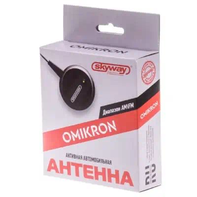 S00203004 — Антенна Omikron активная на стекло (FM) круглая кабель 2,2м 12V SKYWAY