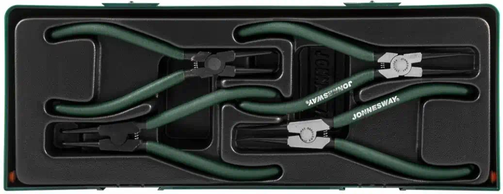 AG010002SC — Ложемент с пластиковой крышкой, набор щипцов 7 для стопорных колец, 4 пр JONNESWAY AG010002SC JONNESWAY
