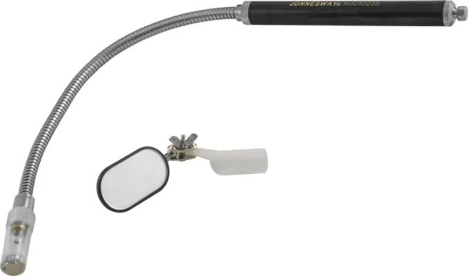 AG010035 — AG010035 Телескопическое зеркало гибкое прямоугольное (25х50 мм) с магнитом и подсветкой JONNESWAY