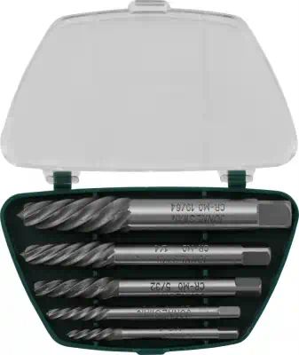 AG010049 — Набор экстракторов обломанных болтов 5 пр: 5/64-19/64 inch, размер посад.квадрата - 3 мм, 4 мм, 5 мм JONNESWAY