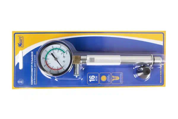 KT831014 — Компрессометр 16 Атм., резьбовой для бензиновых двигателей KRAFT