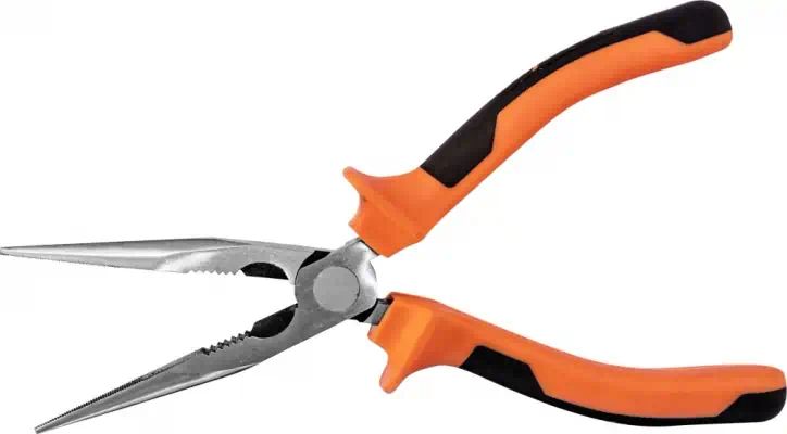 420108 — Длинногубцы прямые с двухкомпонентными рукоятками, 200 мм OMBRA