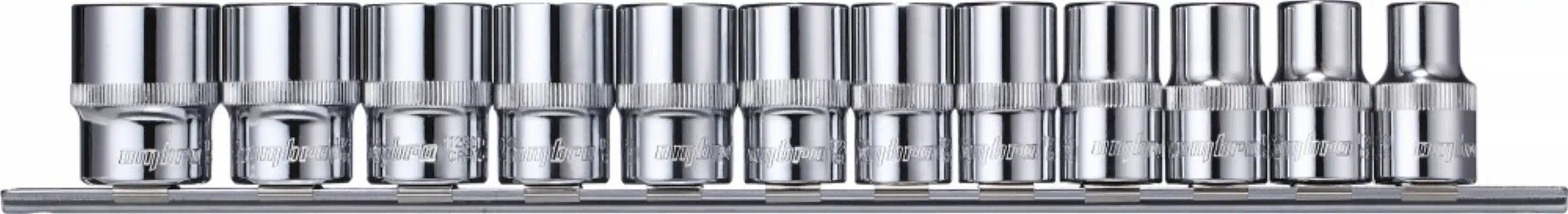 912012 — Набор головок 55463 торцевых, 12 пр: 1/2 inch, 6 гр, 10, 12-19, 21, 22, 24 на метал. держателе OMBRA