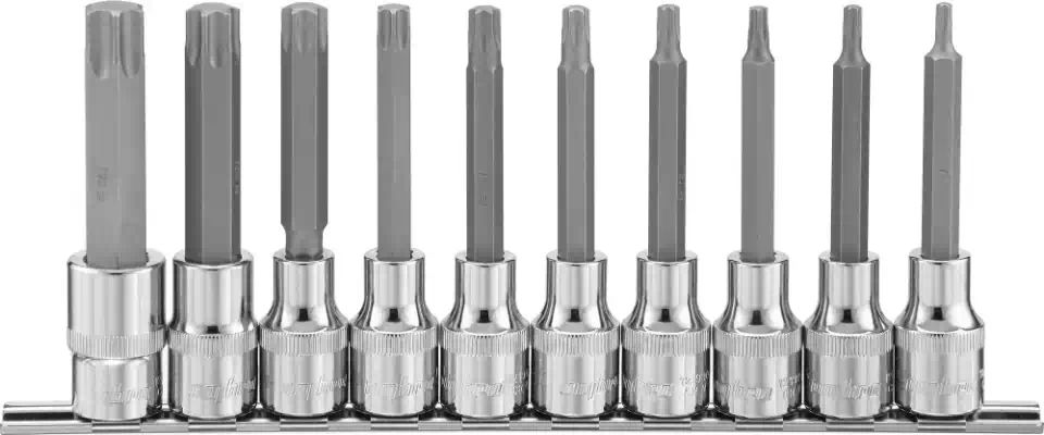 921910 — Насадки торцевые 1/2DR с вставками TORX®, L=100 мм, на держателе, набор 10 предметов. OMBRA