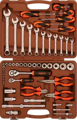 OMT55S — OMT55S Универсальный набор инструмента торцевые головки 4-32 мм 1/4 и 1/2DR и аксессуары к ним комби OMBRA