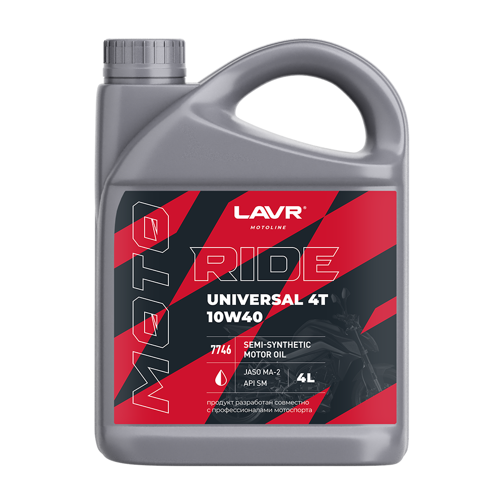 LN7746 — Масло MOTO GT RIDE UNIVERSAL 4T 10w40 4л LAVR