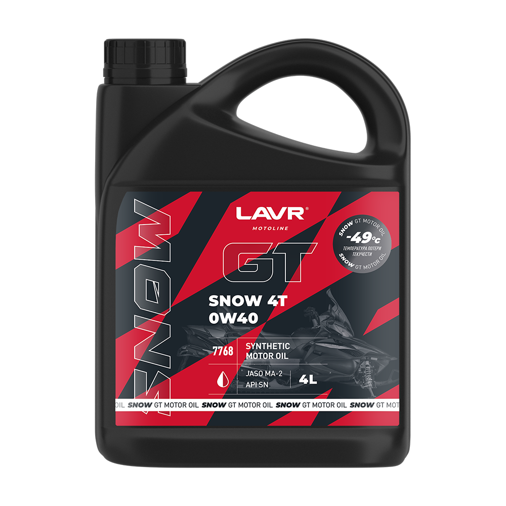 LN7768 — LAVR MOTO Моторное масло GT Snow 4T 0W40 SN, 4л LAVR