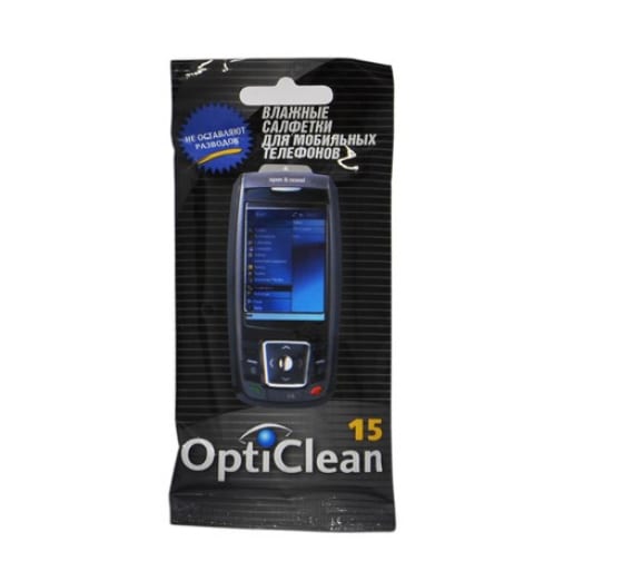 OC48176 — Влажные очищающие салфетки для мобильных телефонов авангард OPTI CLEAN 20X10 см, 15 шт. OC48176 АВАНГАРД