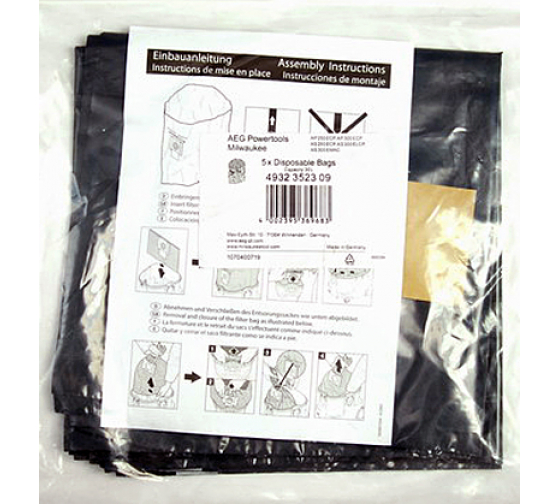 4932352309 — Мешокпылесборник одноразовый целлофановый (30 л; 5 шт.) для пылесосов AP250ECP; AP300ELCP AEG 4932352309 AEG
