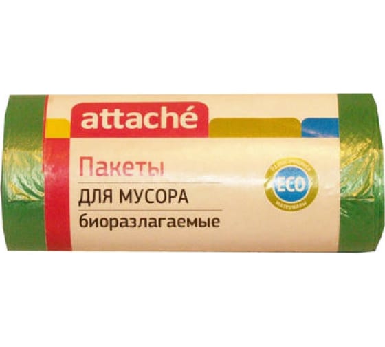 301952 — Мешки для мусора пнд 60л 12мкм 30шт/рул зеленые 58X68см ATTACHE BIO ATTACHE