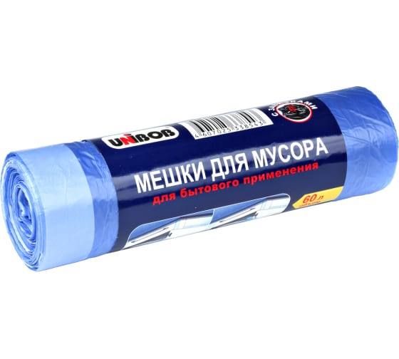 215027 — Мешки для мусора (20 шт; 60 л) с завязками голубые UNIBOB 215027 UNIBOB