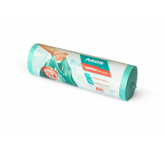 205105 — Пакеты для мусора акор антибак+био 60 л, 15 шт 205105 АКОР