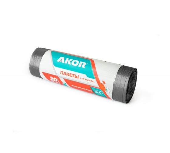 201001 — Пакеты для мусора акор био 20 л, 25 шт, черные 201001 АКОР