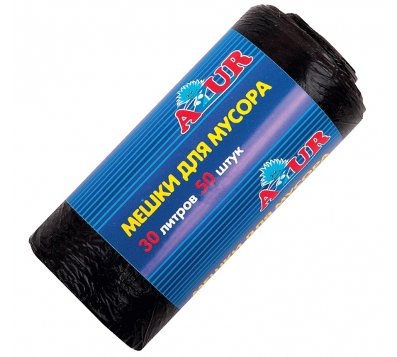 604115 — Мешки для мусора черные в рулоне AZUR (50 шт; 30 л; 50х50 см; пнд; 6 мкм) YORK 604115 YORK