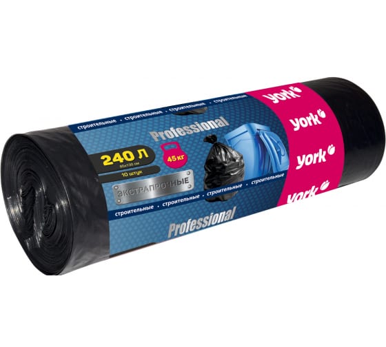 090070 — Мешок строительный экстрапрочный (10 шт; 240 л; 60 мкм) YORK 090070 YORK