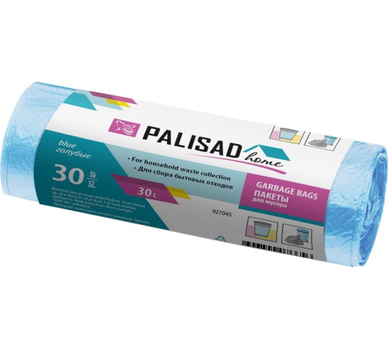 927045 — Пакеты для усора голубые PALISAD