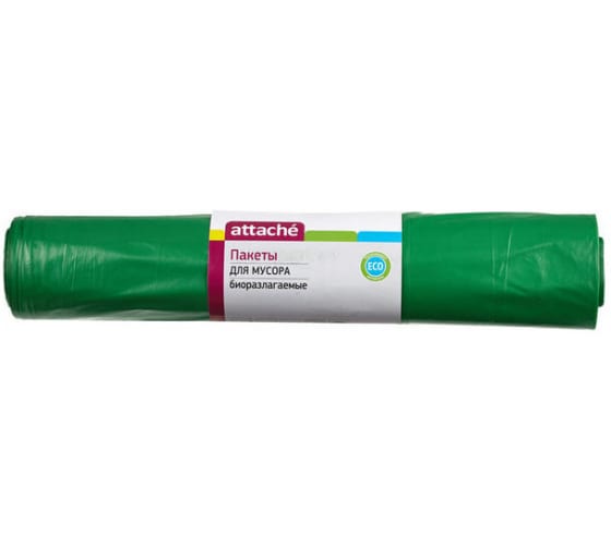 301954 — Мешки для мусора пвд 120л 40мкм 20шт/рул зеленые 70X110см ATTACHE BIO ATTACHE