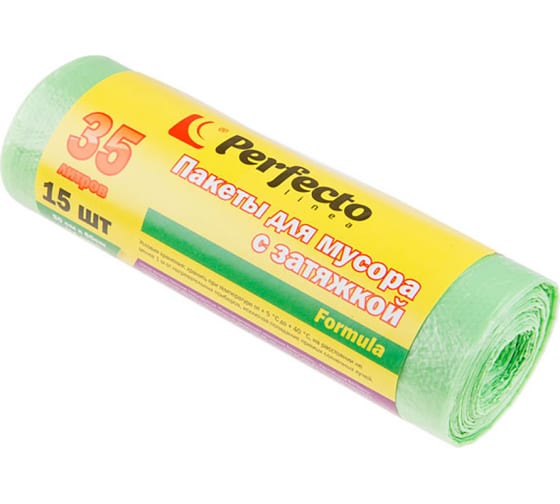 46006090 — Пакеты для мусора FORMULA с затяжкой, 35 л, 15 шт., PERFECTO LINEA PERFECTO LINEA