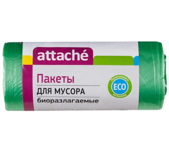301951 — Мешки для мусора пнд 30л 10мкм 30шт/рул зеленые 50X60см ATTACHE BIO ATTACHE