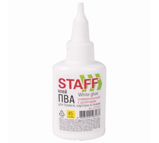 227375 — Клей пва 100 шт в упаковке STAFF с дозатором 45 г. BASIC  227375 STAFF