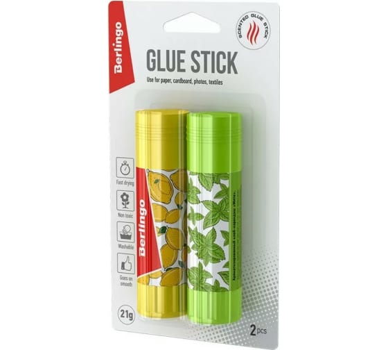 FPP211002A — Клейкарандаш BERLINGO AROMA , 21 г., ароматизированный мята, лимон, 2 шт., блистер FPP_21100_2A BERLINGO