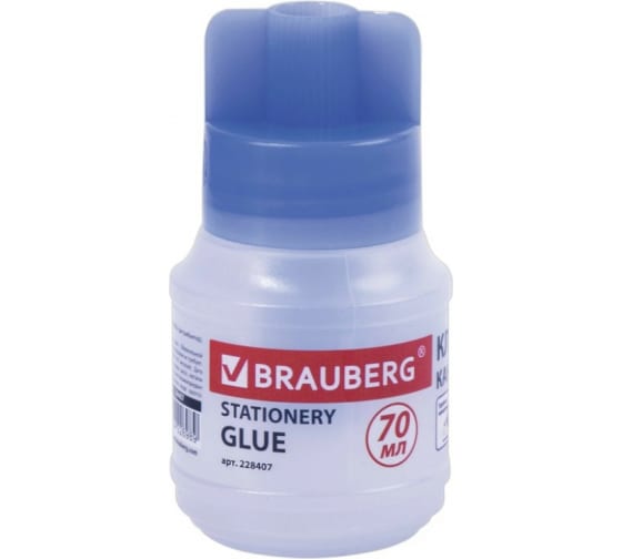 228407 — Клей канцелярский 12 шт в упаковке BRAUBERG  70 мл. с кисточкой  228407 BRAUBERG