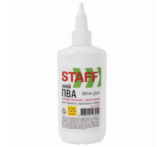 227387 — Клей пва 100 шт в упаковке STAFF с дозатором 125 г. BASIC  227387 STAFF