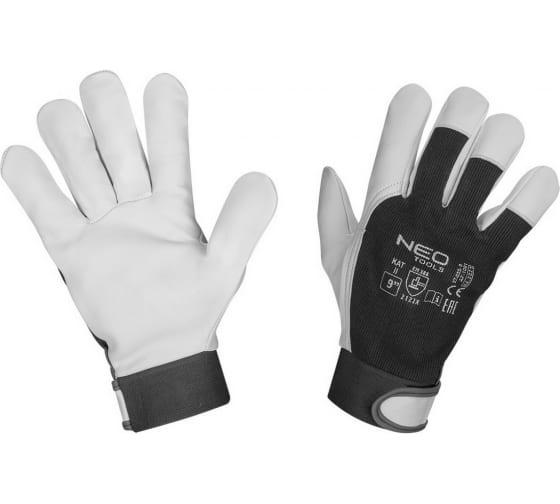976558 — NEO TOOLS рабочие перчатки 2122X козья кожа липучка 8 CE 976558 NEO KOREA