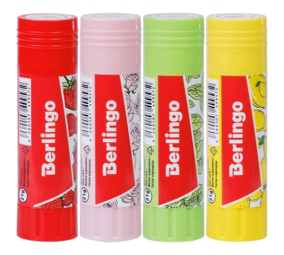 FPP21100 — Клейкарандаш BERLINGO AROMA 21 г, ароматизированный, мята, лимон, клубника, роза FPP_21100 BERLINGO