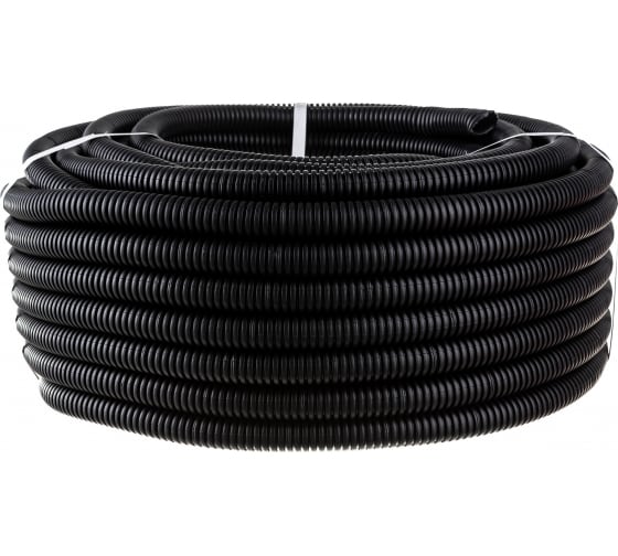 21125 — Гофрированная труба экопласт пнд, тяжелая, с зондом, диаметр 25 мм, цвет черный 21125 ЭКОПЛАСТ