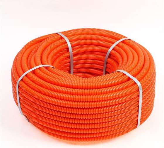 2800205 — Труба гофрированная из ПНД безгалогенная HF, с зондом, o20мм, оранжевая (100 м/уп) REXANT REXANT