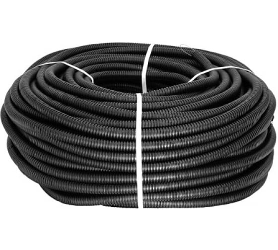 SQTPND25T — Гибкая тяжёлая гофрированная труба EKF пнд D25мм, с протяжкой, 75м, цвет черный PROXIMA SQTPND25T EKF