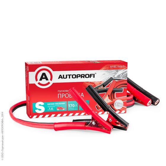 APBC1600S — Провода пусковые AUTOPROFI, лгкие нагрузки, 100 сса, 5,26мм2, 170A (SAE), 2,2м AUTOPROFI