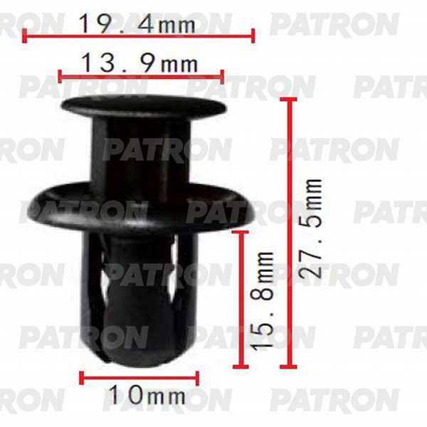 P370162 — Клипса пластмассовая распорная MAZDA применяемость бампер, рештки PATRON