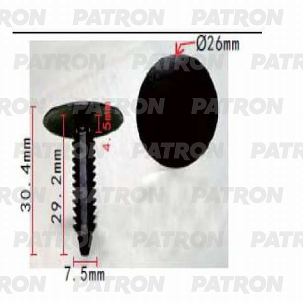 P370169 — Клипса пластмассовая AUDI, CHRYSLER, FORD, GM, VOLKSWAGEN применяемость: подкрылок, капот, внутренняя отделка PATRON