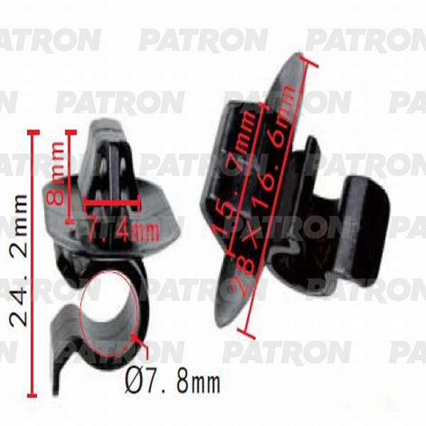 P370539 — Держатель пластмассовый CITROEN,PEUGEOT,RENAULT, применяемость: подставка капота PATRON